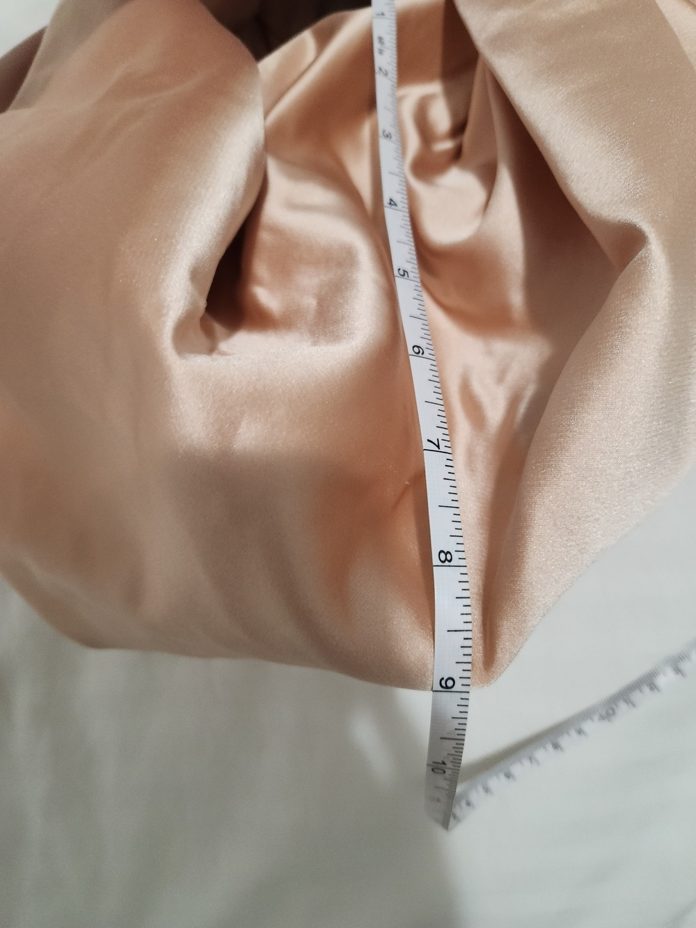 Peach Satin Knot-Handle Shoulder Bag with Pink Accent - Picture 9 of 11
